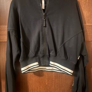 Fabletics Black Bomber Jacket with White Accents